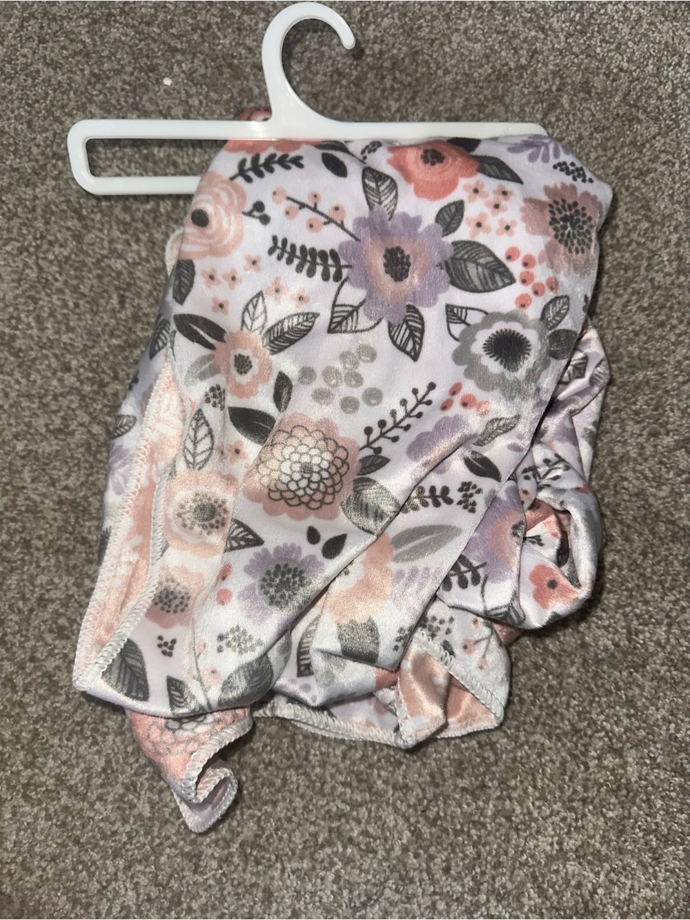 Floral Plush Throw Blanket in Pink, Lavender & Gray